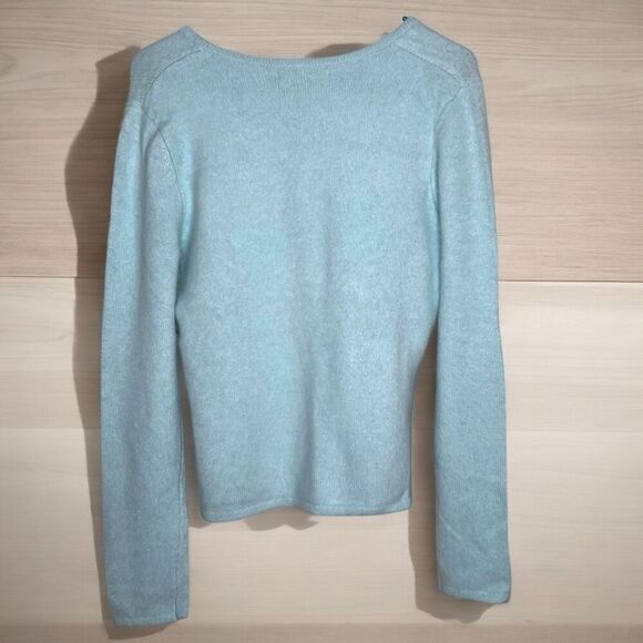 Sarah Spencer Sweater Womens Medium Blue V-Neck‎ Soft Angora Wool Preppy Office - Picture 4 of 12